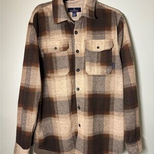 RAINFOREST Brown Plaid Casual Button Down Shirt